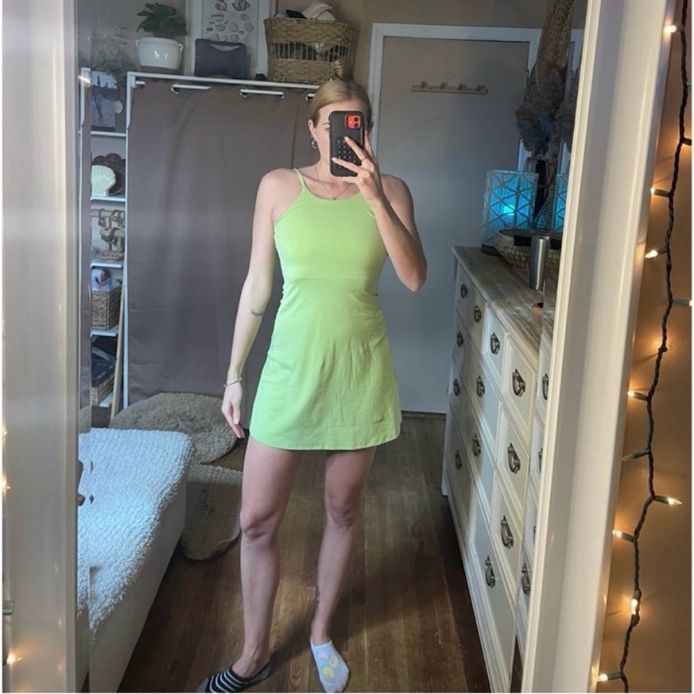Girlfriend Collective Zest Naomi active Workout Dress lime green